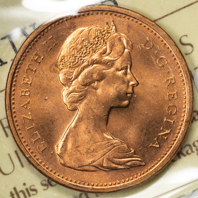 Canada 1967 Double Date 1 Small Cent Coin - ICCS MS-65