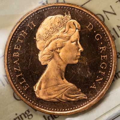 SOLD Canada 1967 1 Small Cent Coin - ICCS PL-65 Red UHC