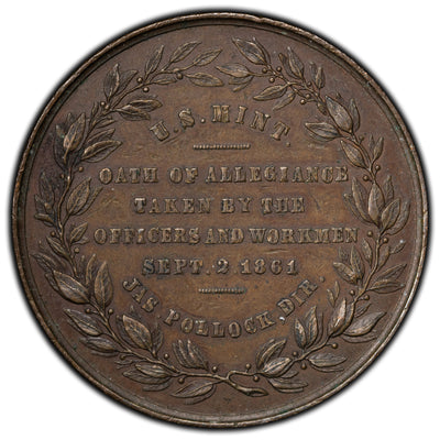 United States 1861-1904 Death Of Allegiance Mint Medal Baker 279a Mintage 818