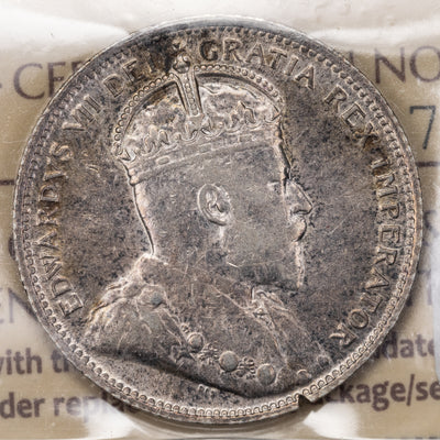 SOLD Canada 1907 25 Cents Quarter Silver Coin - ICCS EF-45