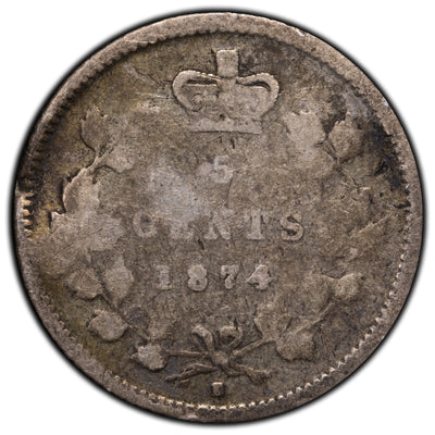 SOLD Canada 1874-H Plain 4 5 Cents Silver Coin