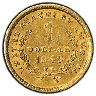 SOLD United States 1849 $1 One Dollar Gold Coin
