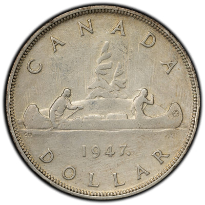 SOLD Canada 1947 ML Maple Leaf $1 Silver Dollar Coin - Harshly Cleaned