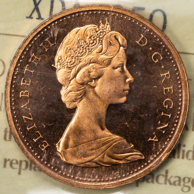 SOLD Canada 1967 1 Small Cent Coin - ICCS PL-66 Red Heavy Cameo