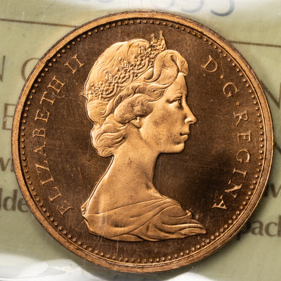 SOLD Canada 1968 1 Small Cent Coin - ICCS PL-66 Red UHC