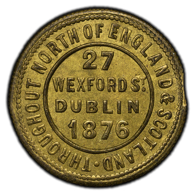 Ireland 1876 Dublin 27 Wexford St Token - Edge Clip