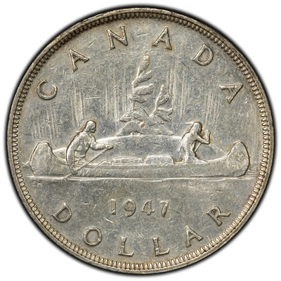 SOLD Canada 1947 Pointed 7 $1 Silver Dollar Coin - Cleaned
