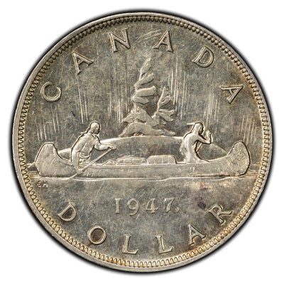 SOLD Canada 1947 ML Maple Leaf $1 Silver Dollar Coin - Hairlines