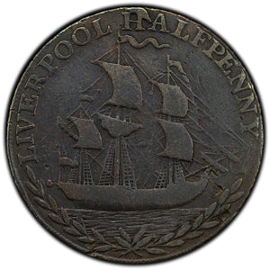 SOLD Great Britain Liverpool 1791 1/2 Half Penny Token Lettered Edge