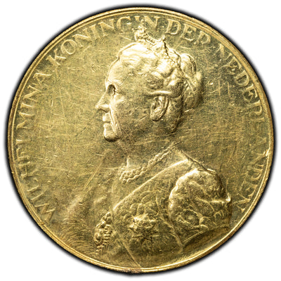 SOLD Netherlands 1938 Wilhelmina 40th Jubilee Gold Medal 25mm