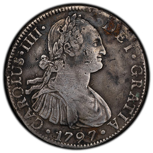 SOLD Mexico 1797 Mo-FM 8 Reales Silver Coin - Corrosion