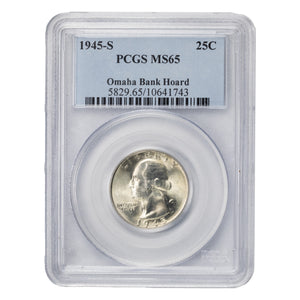 SOLD United States 1945-S 25 Cents Quarter Silver Coin - PCGS MS-65 Omaha Hoard