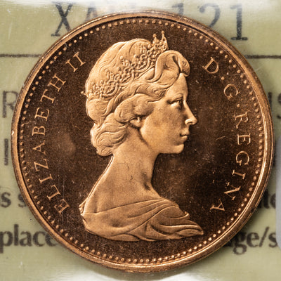SOLD Canada 1969 1 Small Cent Coin - ICCS PL-67 Red UHC