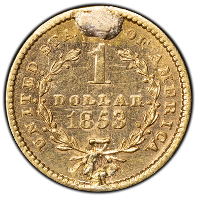 SOLD United States 1853 $1 Type 1 Gold Dollar Coin - Ex. Jewellery
