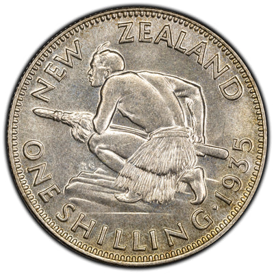 SOLD New Zealand 1935 Shilling Silver Coin KM #3