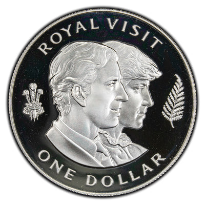 New Zealand 1983 $1 One Dollar Proof Silver Coin - Royal Visit