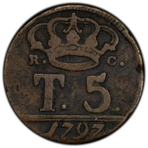 SOLD Italy Naples 1797 5 Tornesi Coin KM #222