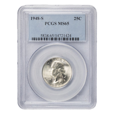 SOLD United States 1948-S 25 Cents Washington Quarter Silver Coin - PCGS MS-65