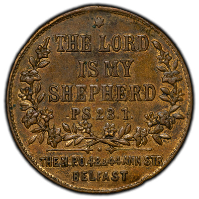 SOLD Ireland Belfast The Lord Is My Shepherd Religious Medallion - Rim Damage