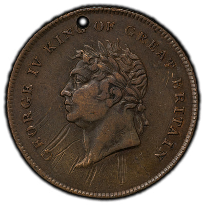 SOLD Ireland George IV Royal Visit Medallion BHM #1136 - Holed Scratched