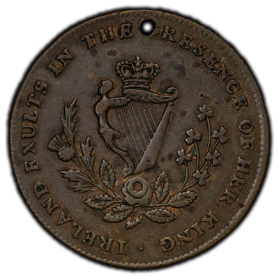 SOLD Ireland George IV Royal Visit Medallion BHM #1136 - Holed Scratched