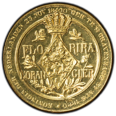 SOLD Netherlands Undated Florira l'Orangier Gold Medal 25mm