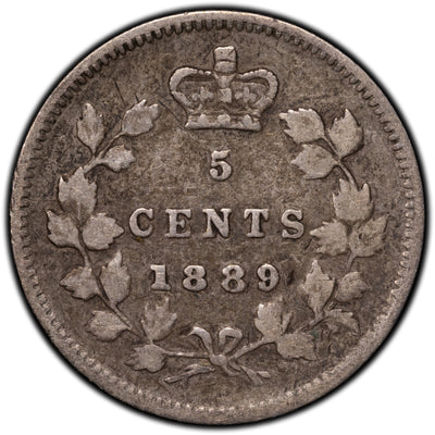 SOLD Canada 1889 5 Cents Silver Coin