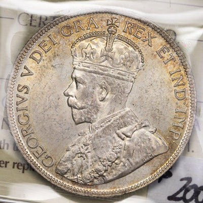 SOLD Newfoundland 1917 50 Cents Silver Coin - ICCS MS-65