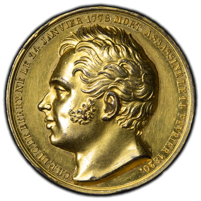 SOLD France 1820 Duke of Berry Charles Ferdinand Gilt Bronze Medal