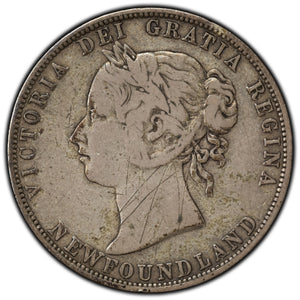SOLD Newfoundland 1885 50 Cents Half Dollar Silver Coin - Scratches