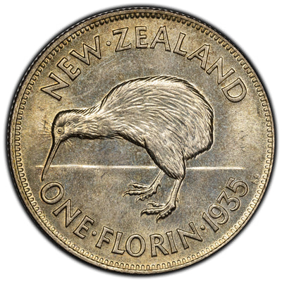 SOLD New Zealand 1935 Florin Silver Coin KM #4