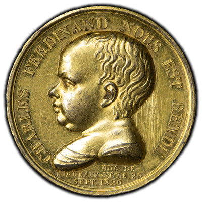SOLD France 1820 Duke of Berry Charles Ferdinand Gilt Bronze Medal