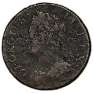 SOLD Great Britain 1757 1/2 Half Penny Coin - Damaged