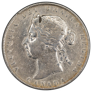 SOLD Canada 1901 50 Cents Half Dollar Silver Coin - F/VF (cleaned, damage)