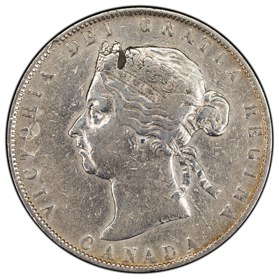 SOLD Canada 1901 50 Cents Half Dollar Silver Coin - F/VF (cleaned, damage)