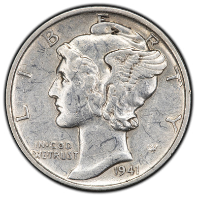 United States 1941-D Double Date 10 Cents Mercury Dime Silver Coin