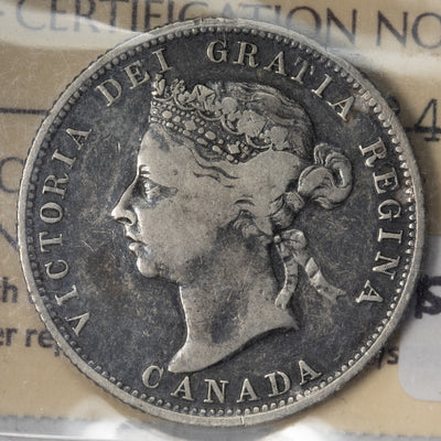 SOLD Canada 1886 6/3 Obv 5 LBW 25 Cents Quarter Silver Coin - ICCS VG-10