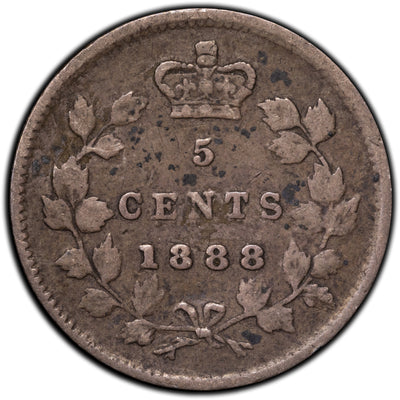 Canada 1888 5 Cents Silver Coin