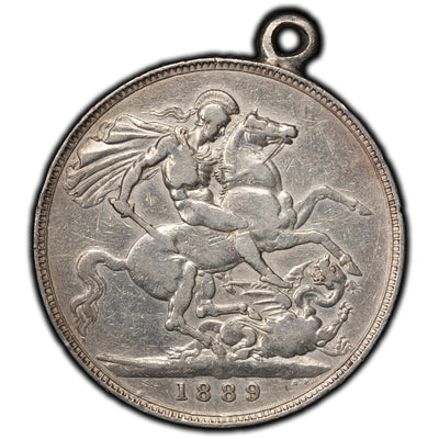 SOLD Great Britain 1889 Crown Silver Coin - Jewellery Piece