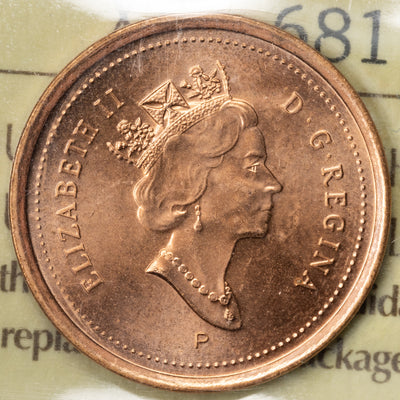 SOLD Canada 1999P 1 Small Cent Coin - ICCS MS-67 Red Numismatic BU