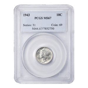 SOLD United States 1943 10 Cents Mercury Dime Silver Coin - PCGS MS-67
