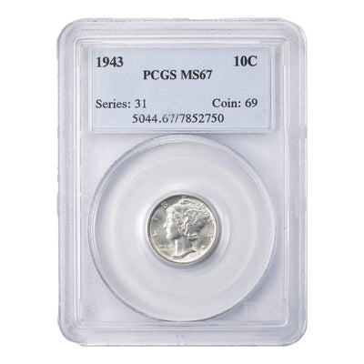 SOLD United States 1943 10 Cents Mercury Dime Silver Coin - PCGS MS-67