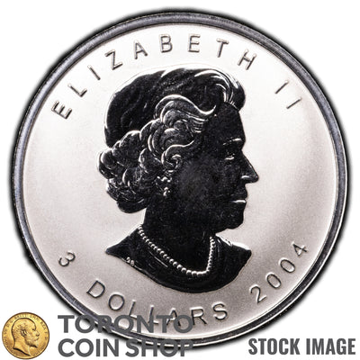 Canada 2004 $3 1/4oz .999 Fine Silver Coin Maple Leaf Privy - In Capsule