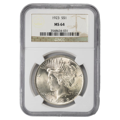 SOLD United States 1923 $1 Peace Dollar Silver Coin - NGC MS-64