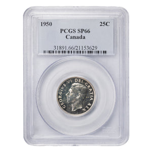SOLD Canada 1950 25 Cents Quarter Silver Coin - PCGS SP-66