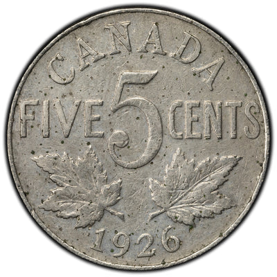 SOLD Canada 1926 Far 6 5 Cents Nickel Coin - Reverse Corrosion