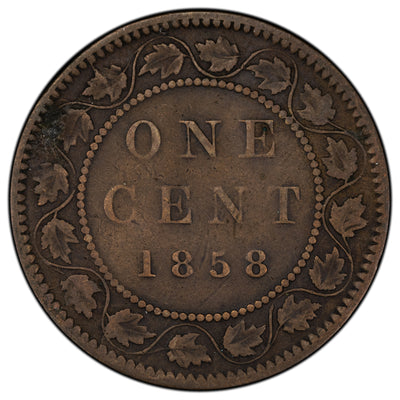 SOLD Canada 1858 1 Large Cent Coin - First Year of Issue - VG (light scratches)