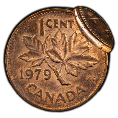 SOLD Canada 1979 1 Small Cent Coin - Indented Second Strike Mint Error