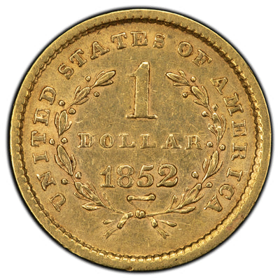 SOLD United States 1852 $1 One Dollar Gold Coin