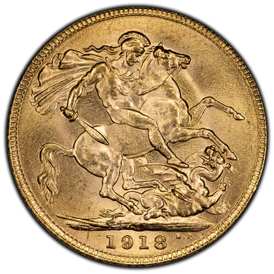 SOLD India 1918- Sovereign Gold Coin KM #820